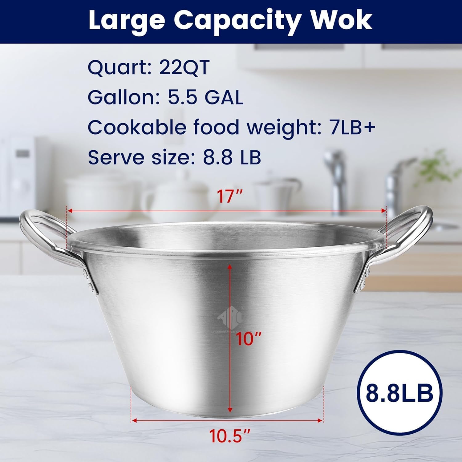 ARC 22QT Outdoor Wok and 55000 BTU Propane Stove Outdoor Cooker Set, 17" Heavy Duty Mexican Cazo Para Carnitas, Great for Carnitas Braising,Sea Food Boiling, Inoxidable Wok comal Fry