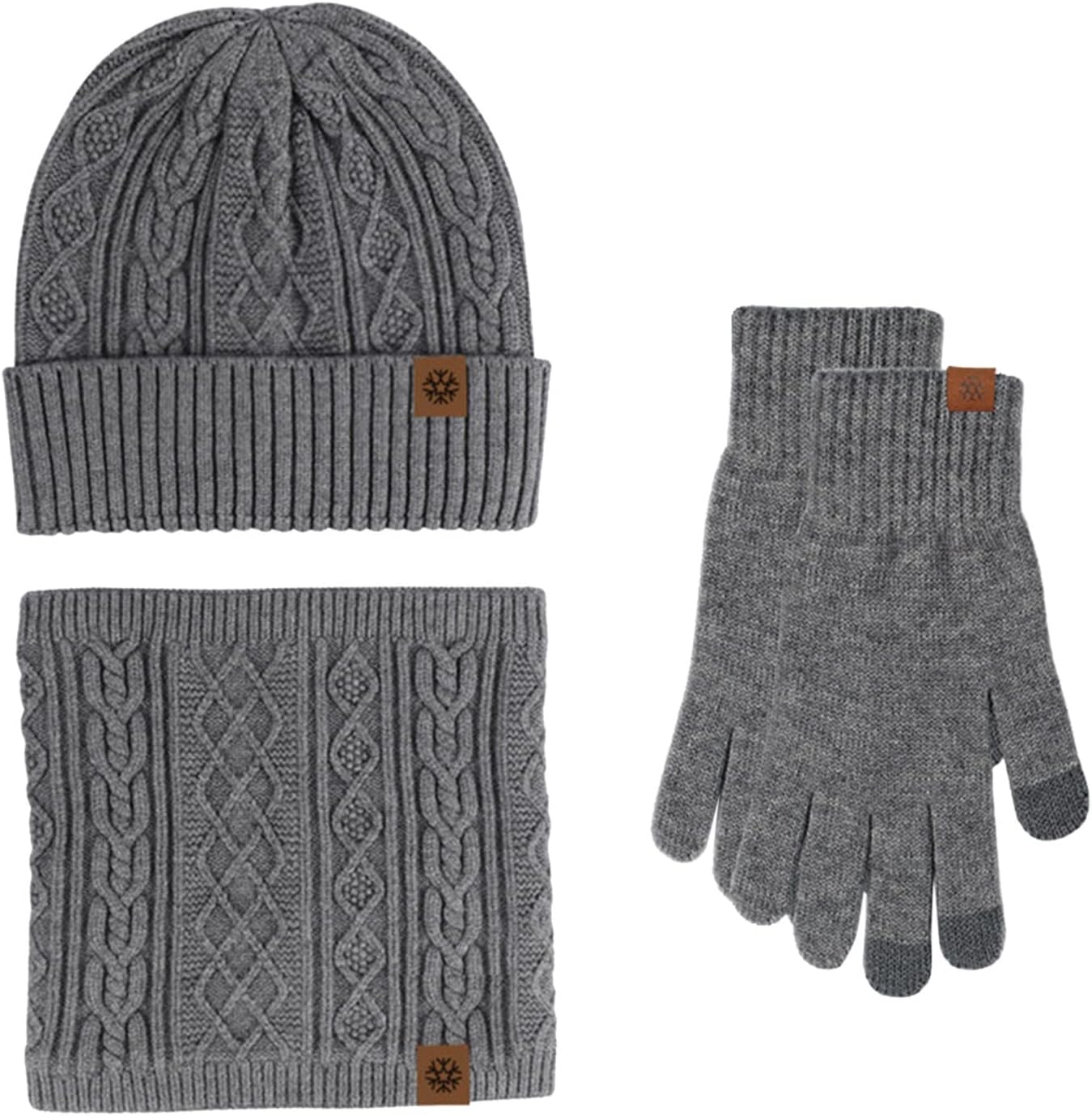 Bonnet D'hiver écharpe Gants Ensemble Polaire Chaud Tricoté Tour De Cou En Laine Bonnet Thermique Extérieur Sport Ski Vélo Moufles Hommes Femmes écharpe Hiver Femme Tricot, Kaki, Taille Unique