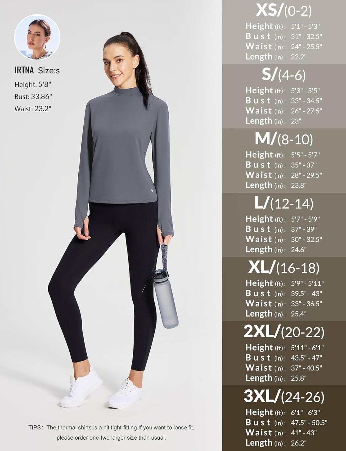 baleaf Women's Thermal Long Sleeve Shirts Fleece Mock Neck Top Warm Undershirts with Detachable Neck Gaiter Thumbholes - Image 7