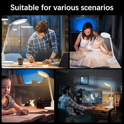 Miniatura 7 de Desk Lamps for Home Office with Stable Base, 1000LM Ultra Bright Eye-Caring Desk Light, 3000K-6000K Dimmable Table Lamp with Stepless Dimming &