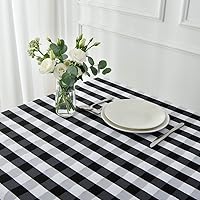 Vista 4 de maxmill Rectangle Checkered Tablecloth Waterproof Spillproof Wrinkle Resistant Buffalo Plaid Heavy Weight Table Cloth Gingham Table Cover for Blanco