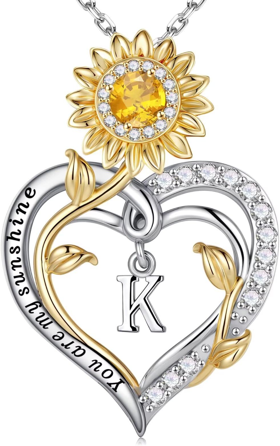- Sunflower Gifts for Women - 925 Sterling Silver Sunflower Initial Necklace for Women, Anniversary Birthday Gifts for Wife, Jewelry for Wife Mom
