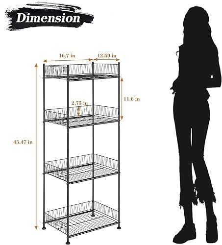 Miniatura 2 de OYEAL Estantes de baño independientes para toallas de baño, estantería de alambre de 4 niveles con guardia, organizador de estante de baño, de pie