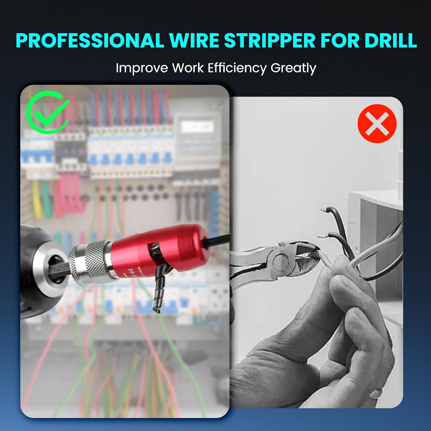 Wire Stripper for Drill,Electric Wire Stripping and Twisting Tool for AWG 14-12-10-8-6 Gauge, 8 in 1 Professional Wire Stripper Tool,Electrician Tools Wire Nut Twister and Wire Twister Tool for Drill