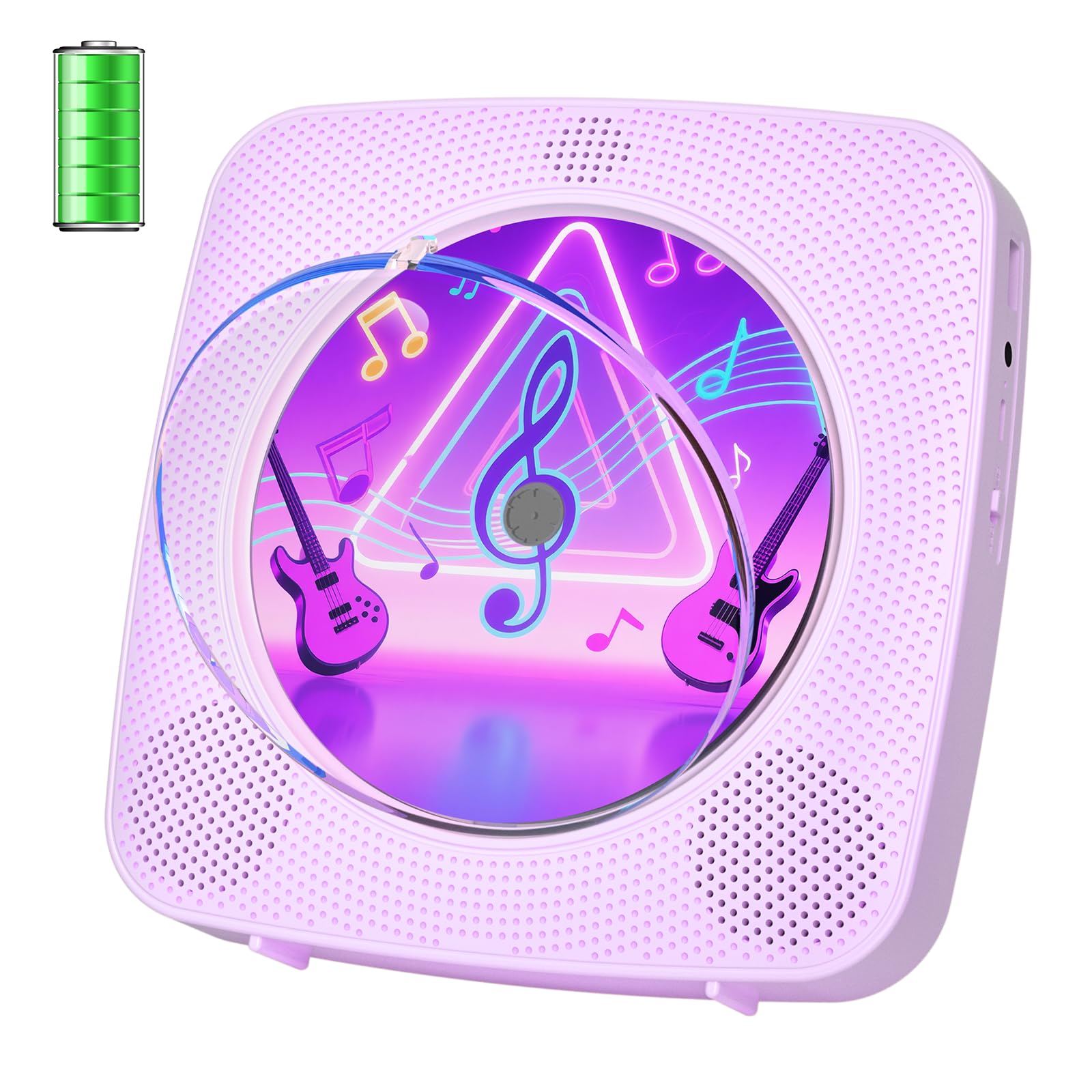 CD Player Portable Bluetooth Rechargeable: CD Players for Home Kegaudio 1800mAh Desktop Wall CD Player with Speakers with Dust Cover FM Radio USB