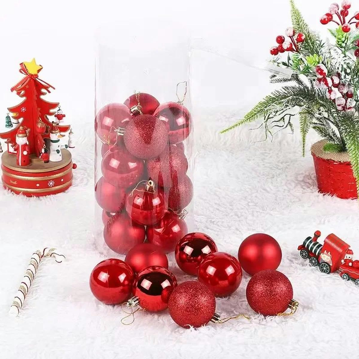Bemaltes Weihnachtskugel-Ornament-Set, Baumanhänger-Dekoration, Weihnachtsdekorationszubehör, 8 cm, 24 Stück-Silber-8 cm