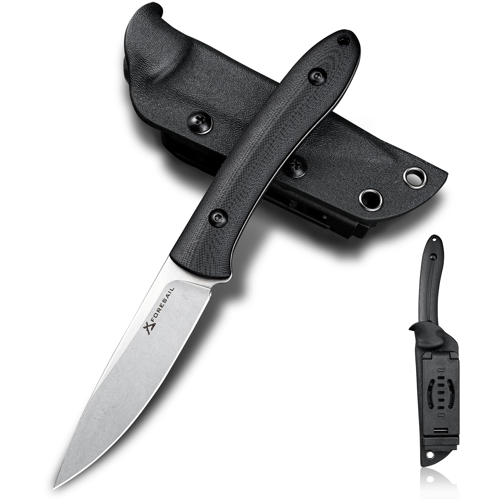 FORESAIL Small Fixed Blade Knife,3.27inch DC53 Steel Blade and G10 Handle,with Kydex Sheath,Fixed EDC Tactical Knife for Men Women,Outdoor Hiking Camping Knives