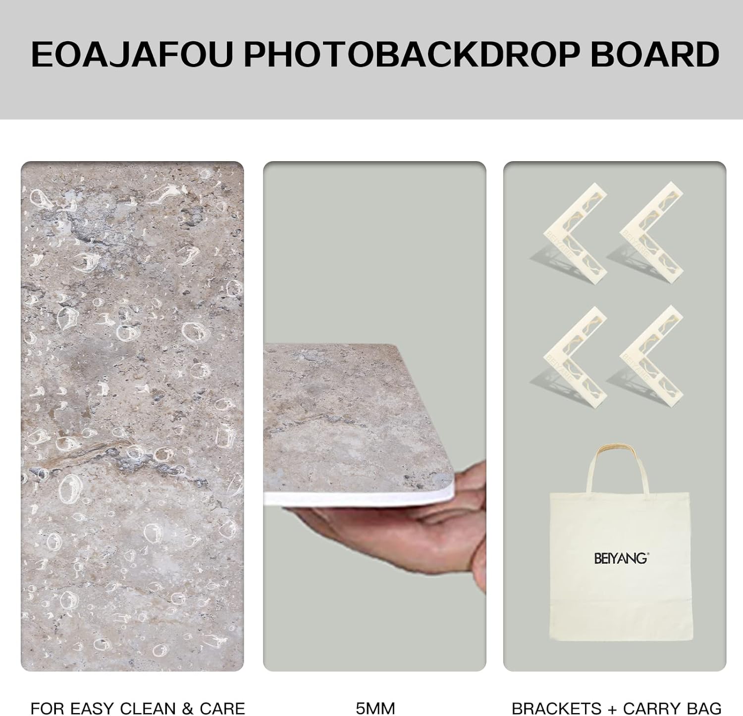 EOAJAFOU 5PCS Double Sided Flat Lay Photo Studio Backdrop Boards, 16x16 Inch Waterproof Tabletop Background Board, Reusable Backdrop Props for Food Makeup Jewelry Product Shooting