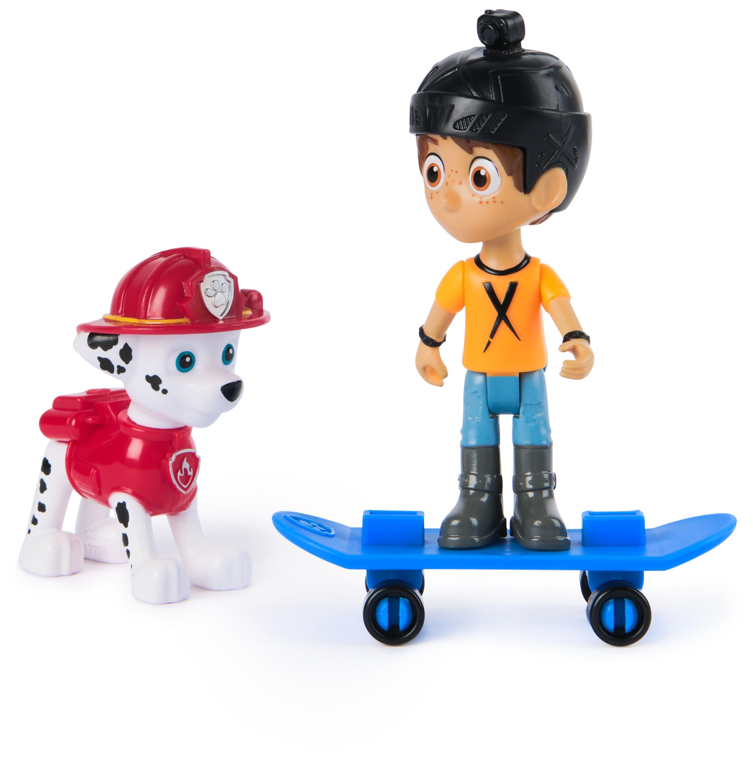 Paw Patrol Marshall and Daring Danny X Figures set with Skateboard, Kids Toys for Boys and Girls Aged 3 and Up