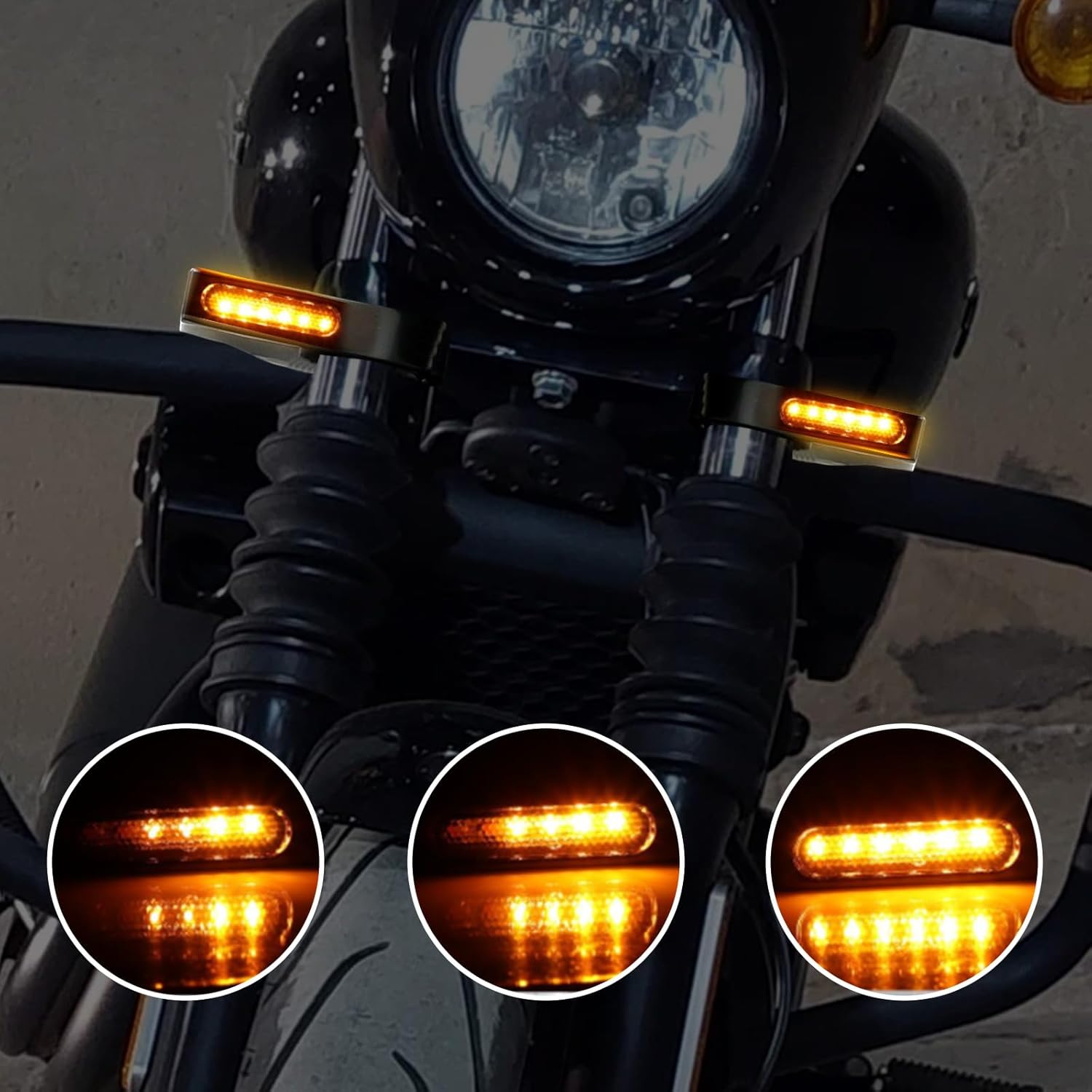 2Pcs Motorcycle Turn Signals Led Harley Turn Signals Motorcycle Front Turn Signals Turn Signal Assembly 41mm Front Fork Clamp Amber Lamp 12v Fit Honda Harley Yamaha Suzuki Kawasaki