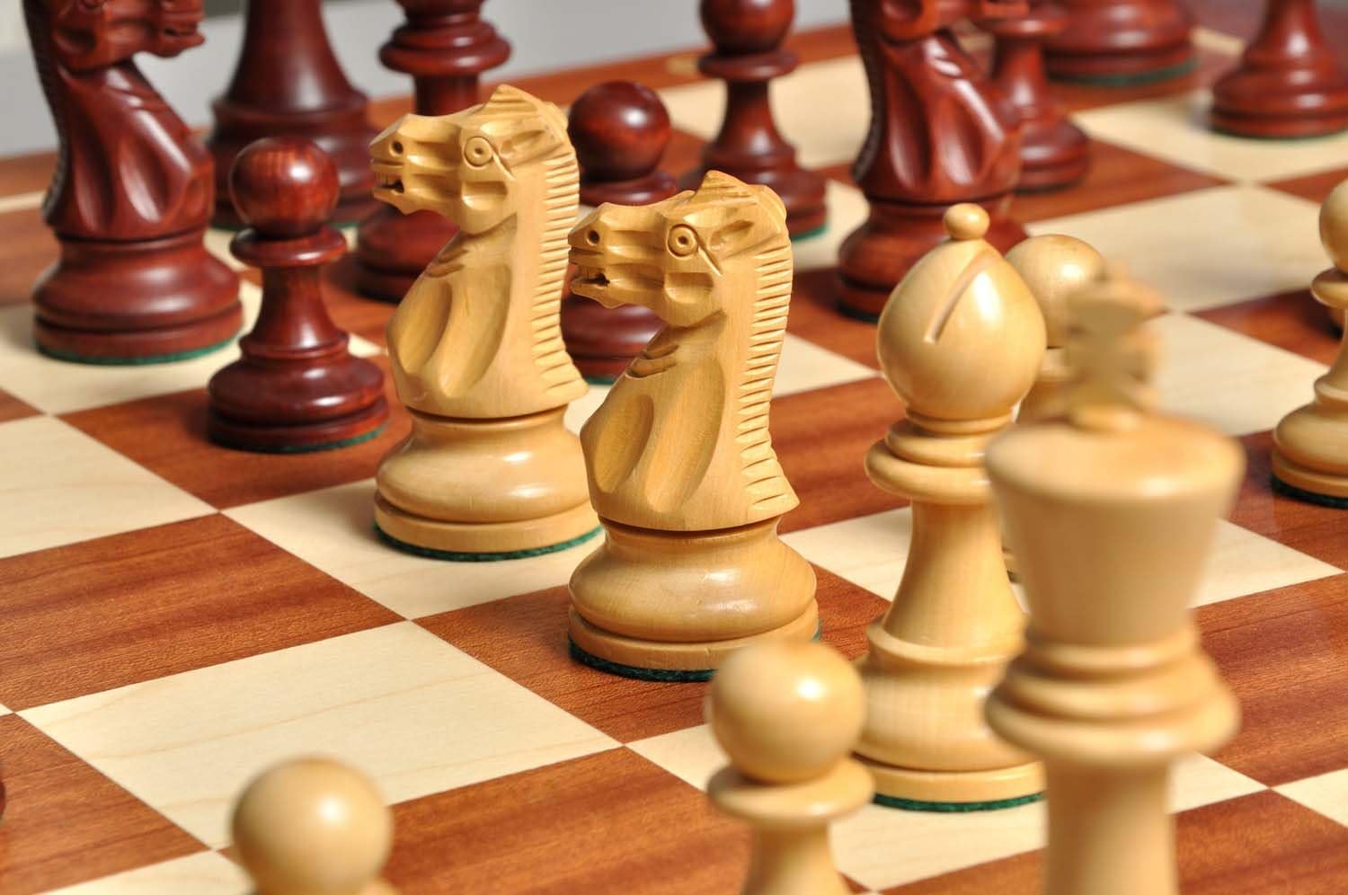 The Gilded Grandmaster Chess Set, Box, & Board Combination - 4.0" King - Mahogany Gilded & Boxwood - by The House of Staunton