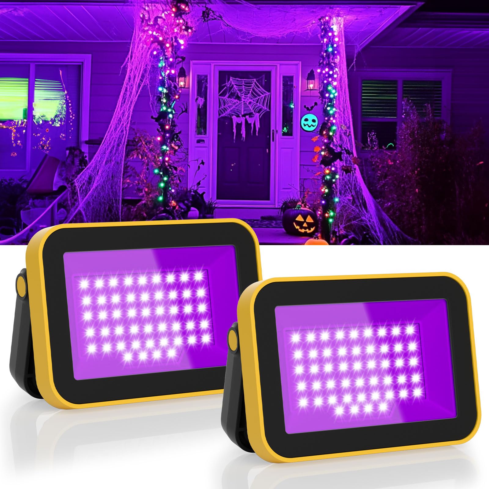 T-SUN Rechargeable LED Black Lights, Battery Powered Blacklight, 2 Pack LED Blacklight for Catfishing, Party, Stage Lights, Body, Paint, Indoor Decor