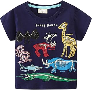 Camiseta infantil luminosa de manga curta para meninos com motivo de dinossauro preta 4t camisetas de manga curta para meninos