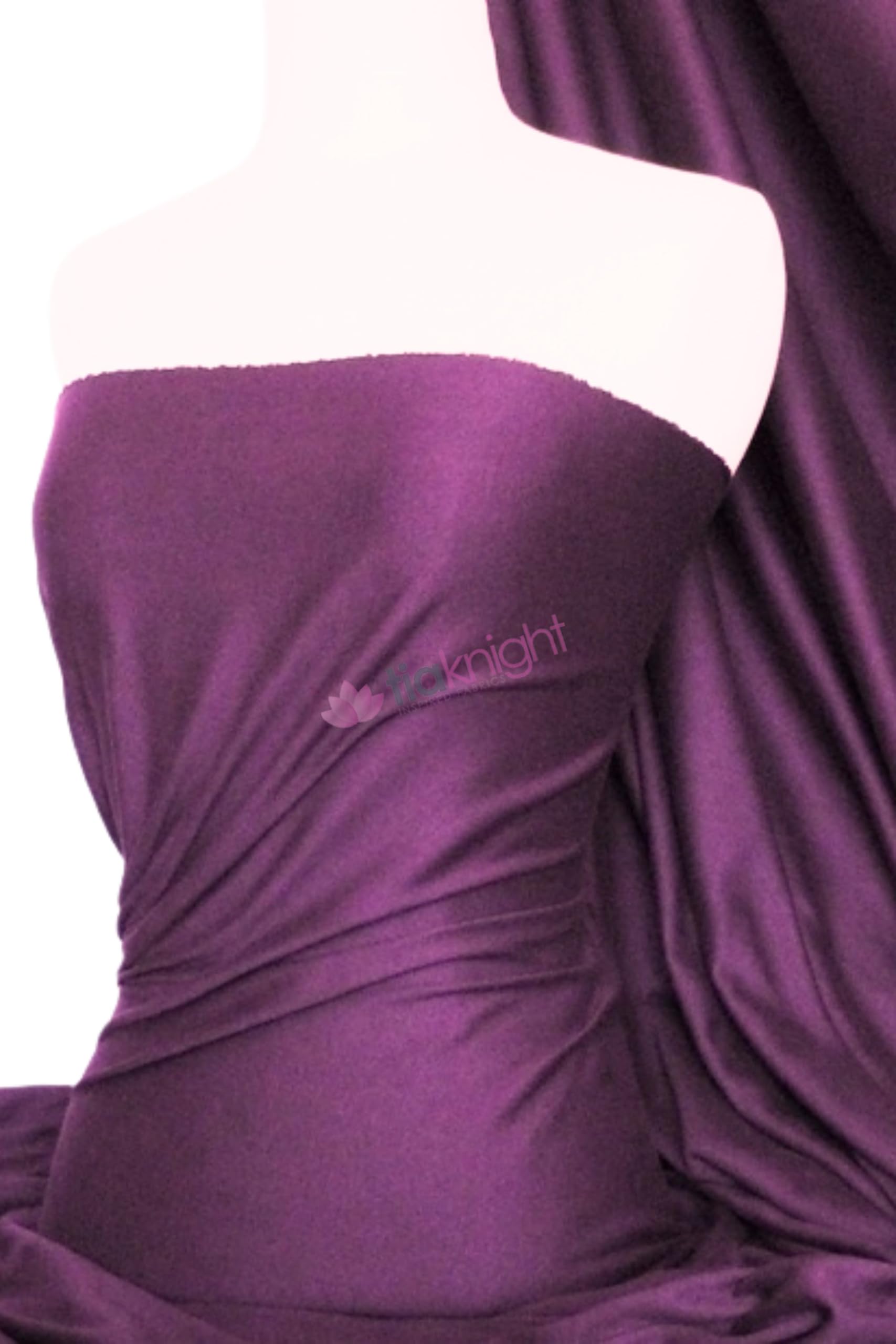 Soft Fine 1x1 Rib 100% Cotton Knit Jersey Fabric | Soft T-Shirt Material | Over 50 Colours | Oeko-Tex Certified | Same Day Dispatch | by Tia Knight (Q61) (Aubergine)