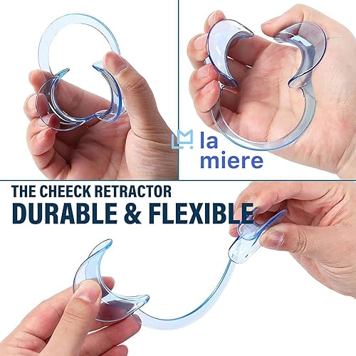 Miniatura 2 de LA MIERE Retractor dental de mejillas en forma de C, tamaño S, M, L, paquete de 3, azul