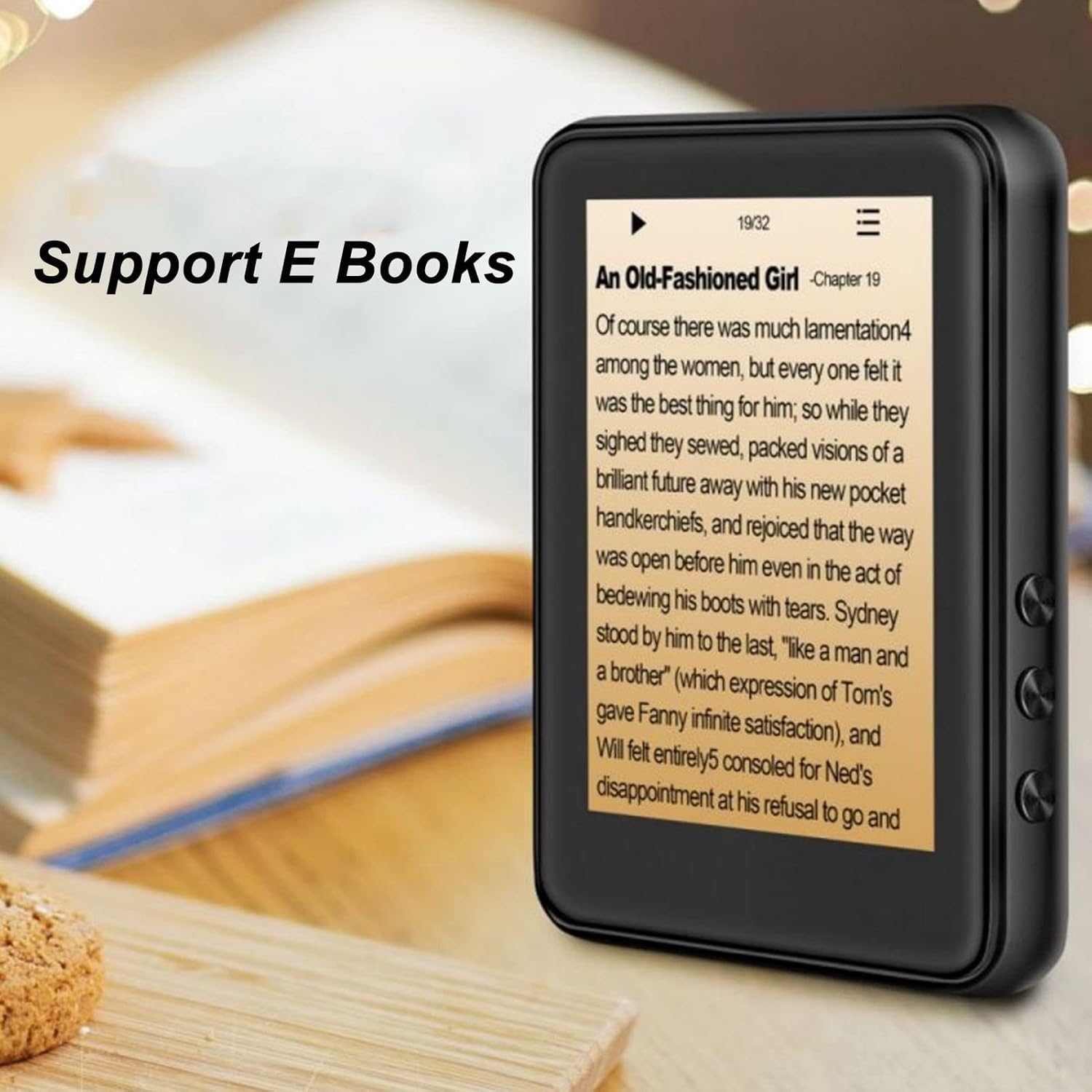 Jectse MP3 Player displaying an E-Book on its screen