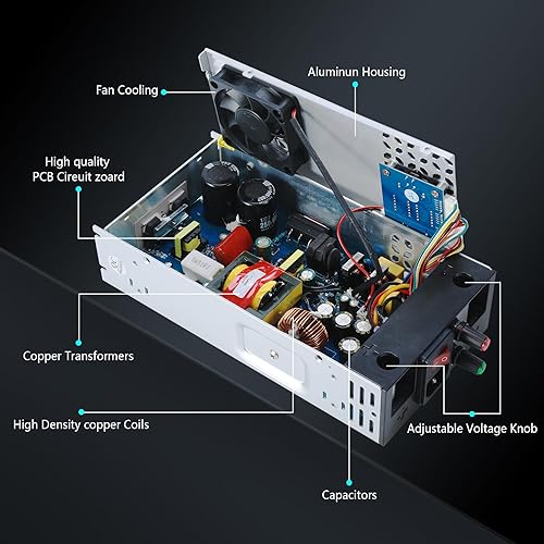 Miniatura 3 de Actualización ajustable (0-30V 0-17A) 500W DC Fuente de alimentación conmutada AC-DC Transformador con botones ajustablesSistema de sensor de