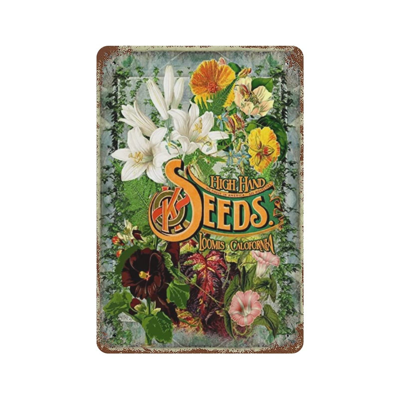 Nursery Seeds Vintage Seed Packet Metal Sign Country Farm Kitchen Wall Home Garden Decor Summer Decor for Nursery Living Room Farmhouse Kitchen Bathroom Garage Garden Yard 5.5x8 Inches