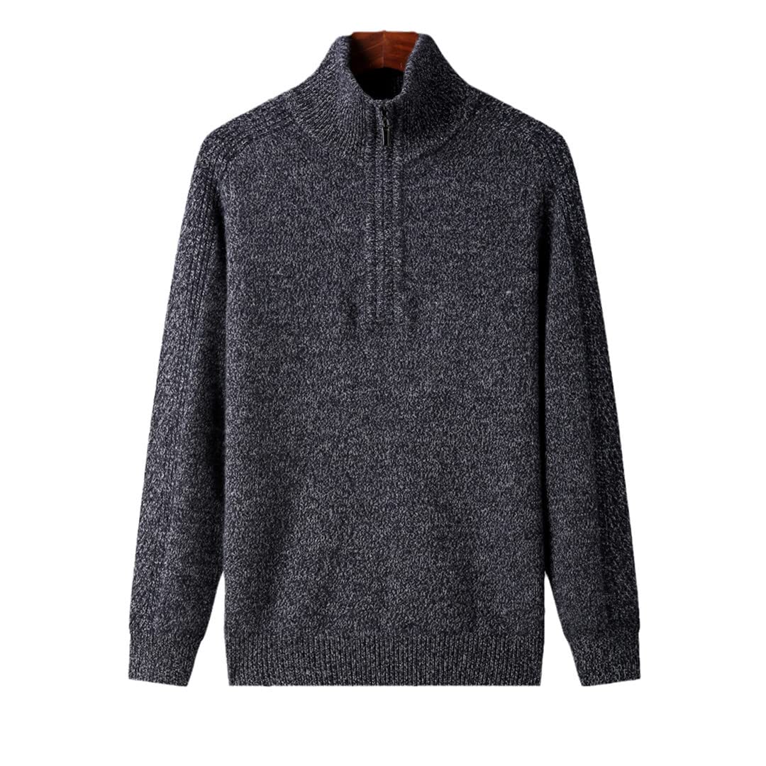 Zipper Dolcevita Maglione Uomo Abbigliamento Autunno Inverno Spessore Caldo Lana Cashmere Pullover Uomo, Grigio scuro, L