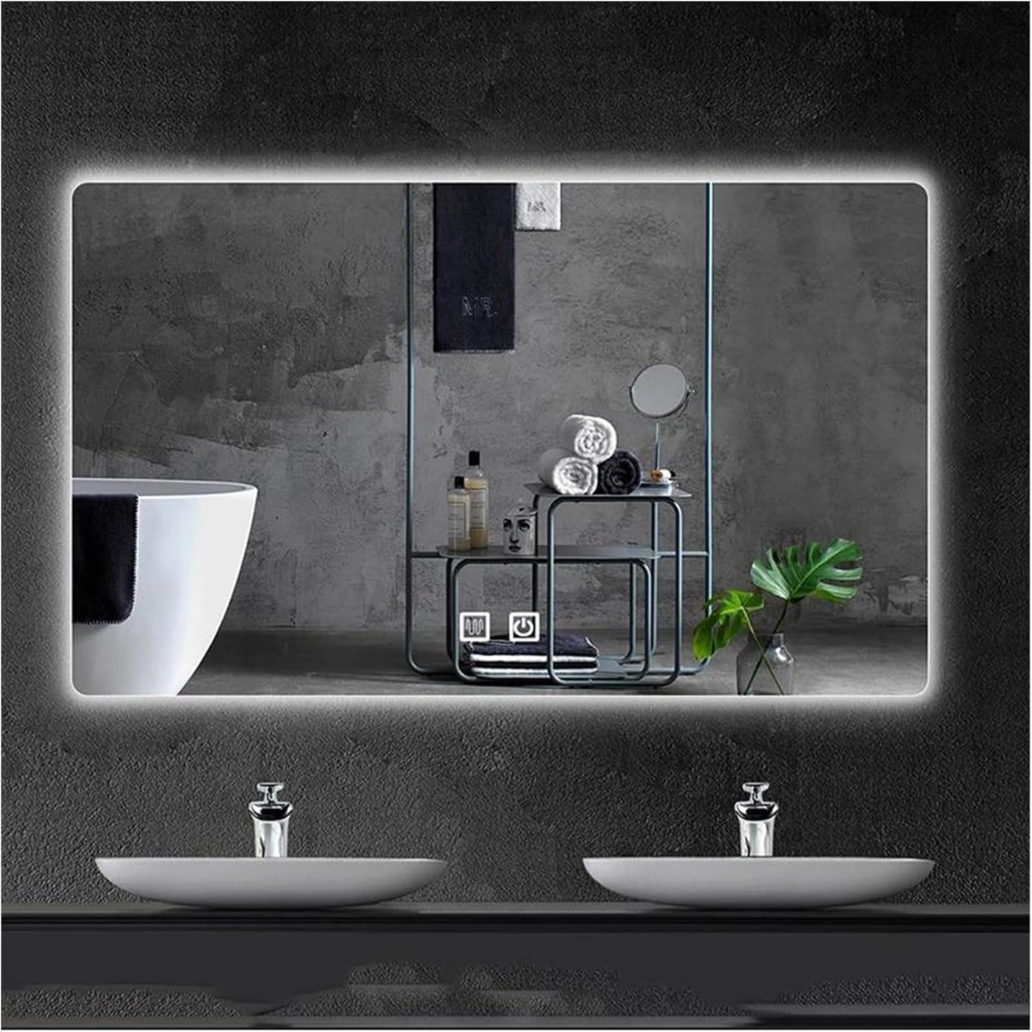 Bathroom Mirror, Frameless Shower Lights Bathroom Mirror Full Body Cosmetic Light Bathroom Mirror Vanity Home Improvement L