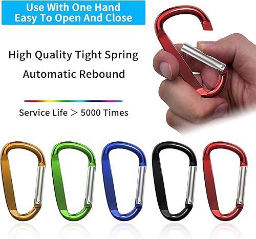 Miniatura 3 de XIECHANEE Clips de mosquetón de aluminio de 3 ", hebilla de gancho de mosquetón de llavero con forma de anillo D 12PCS