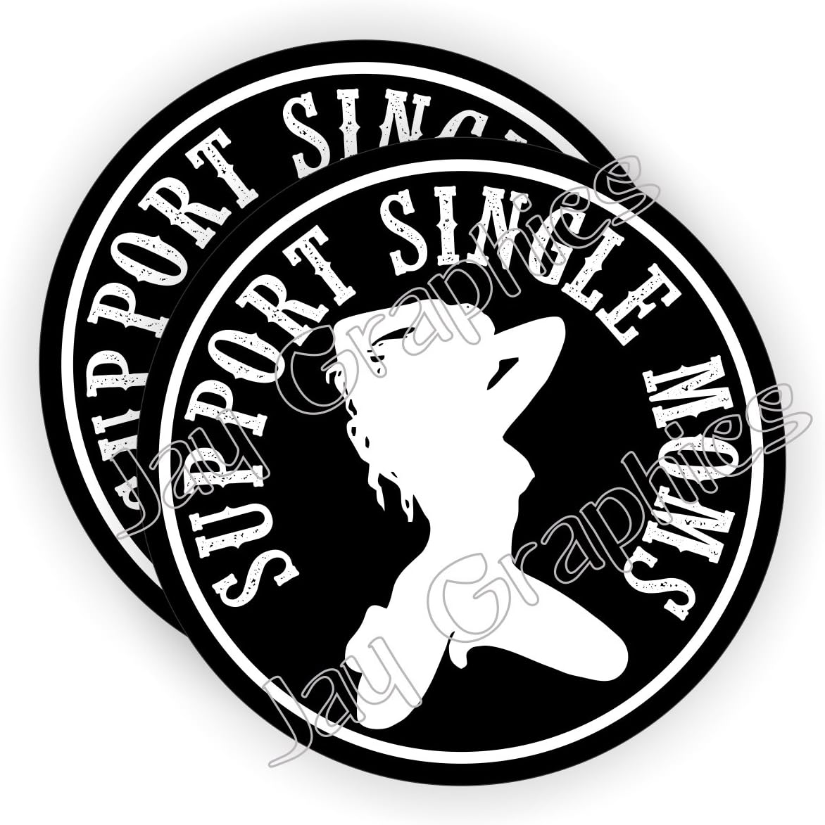 Pair - SUPPORT SINGLE MOMS Hard Hat Stickers Motorcycle Welding Helmet Decals Funny Labels Badges Mechanic Toolbox Laborer Construction Trucker Foreman Scaffold Stripper Dancer Sexy Babe Girl