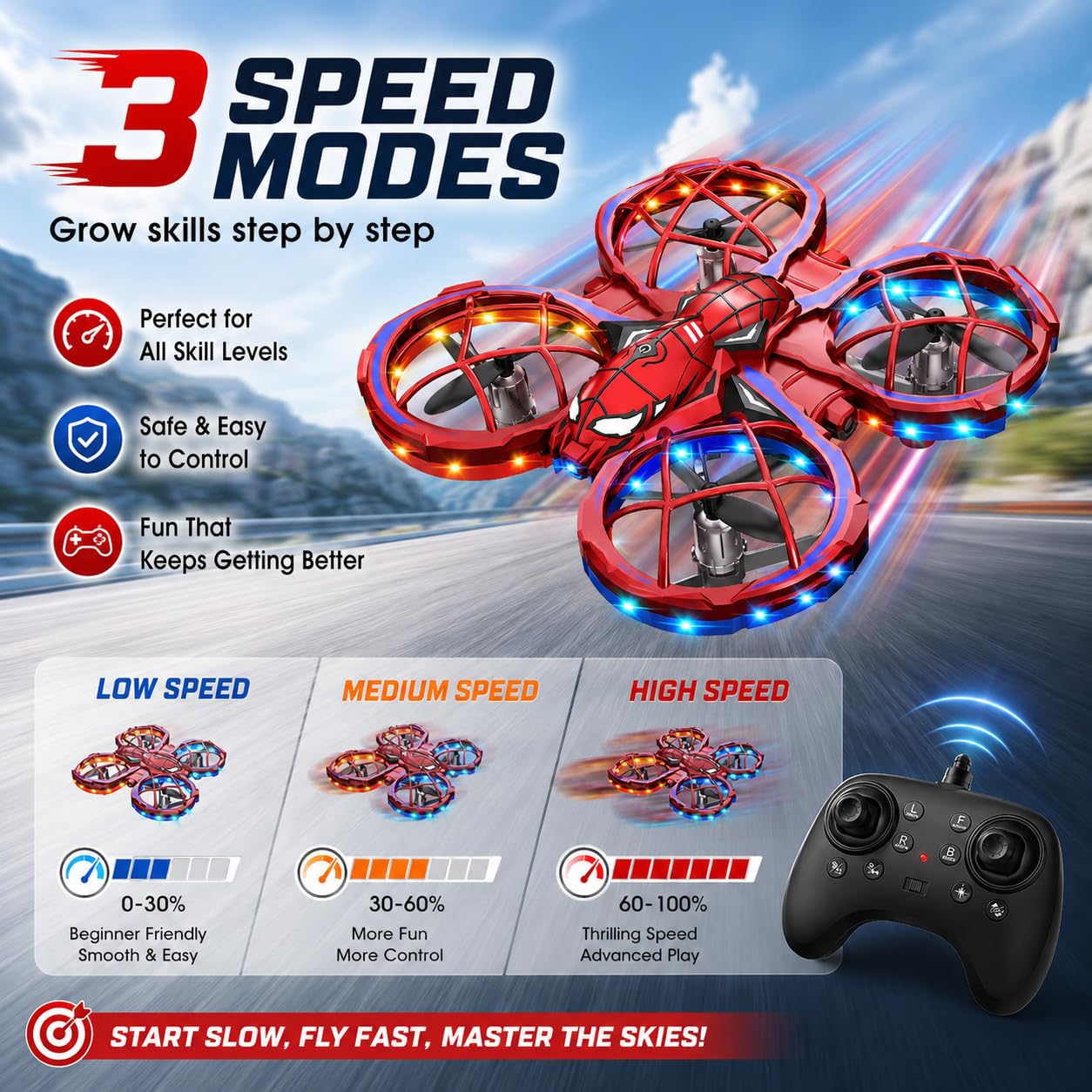 Innofans Mini dron para niños con principiantes, dron para niños con tiro para ir, modo de 3 velocidades, volteos de 360°, auto volteado, modo sin cabeza, función de evitar obstáculos, regalos de