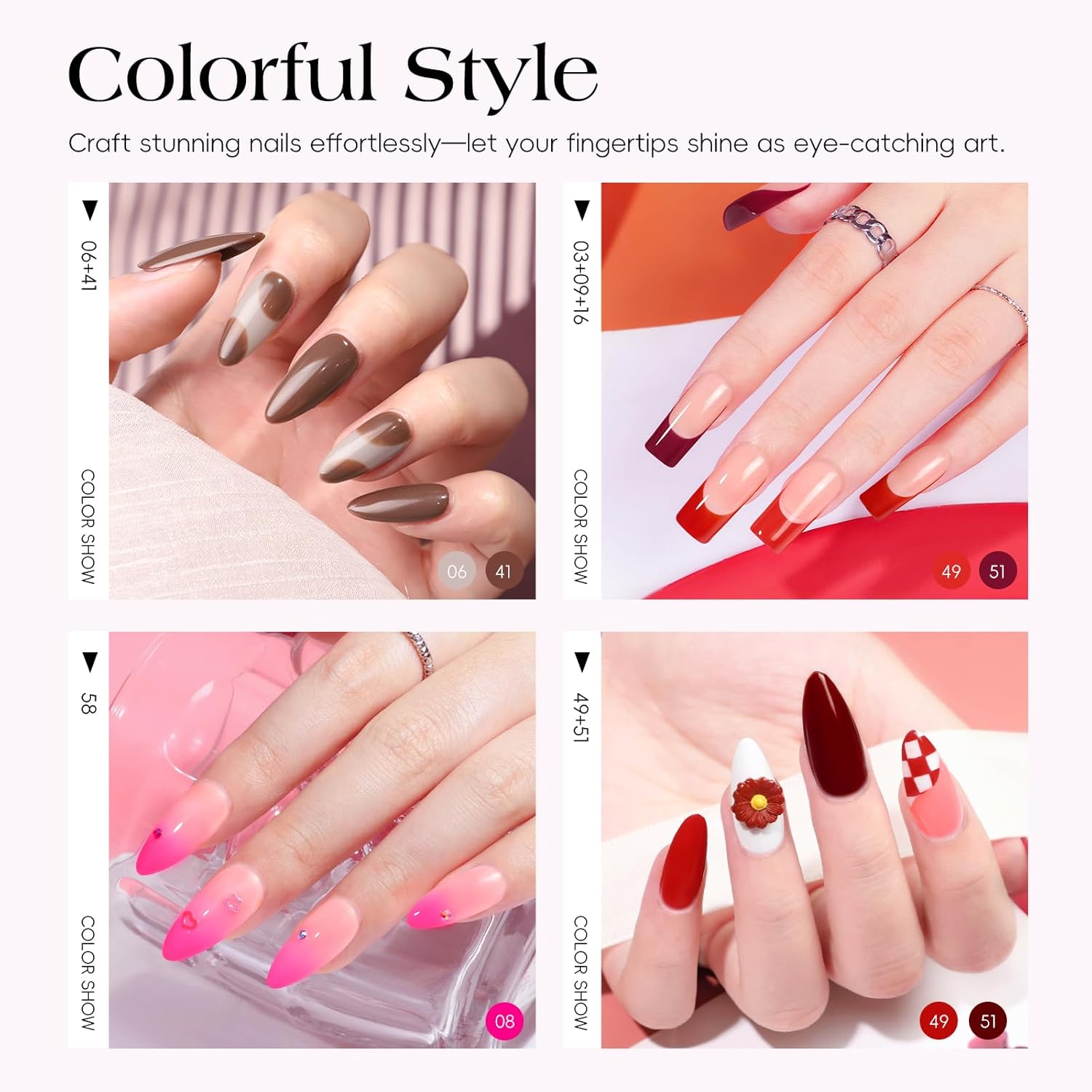 COSCELIA 67PC Two-Type Gel Nail Polish Kit with U V Light, 25pcs Gel Polish with 15 Colors Poly Extension Gels for Beginners with Everything Glitter Decorations French Manicure Gifts for Women