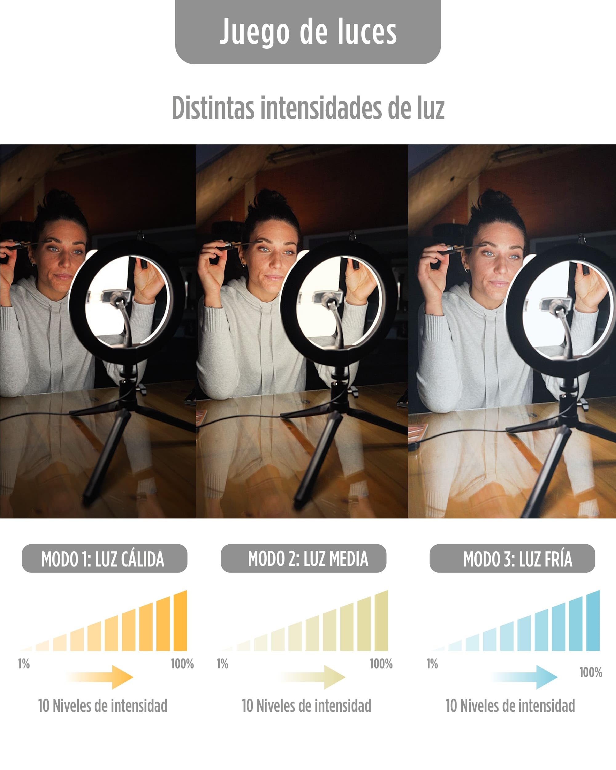 Ksix Kit Studio Live Bague LED avec trépied pour smartphone
