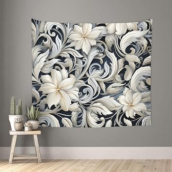 HJTRW Tapestry Wall Hanging 60 X 51 Inch Tapestry For Bedroom Funny Classic Floral Swirl Wall Tapestry Wall Art Modern Wall Blanket Dorm Tapestries Poster Banner For Living Room Home Decor