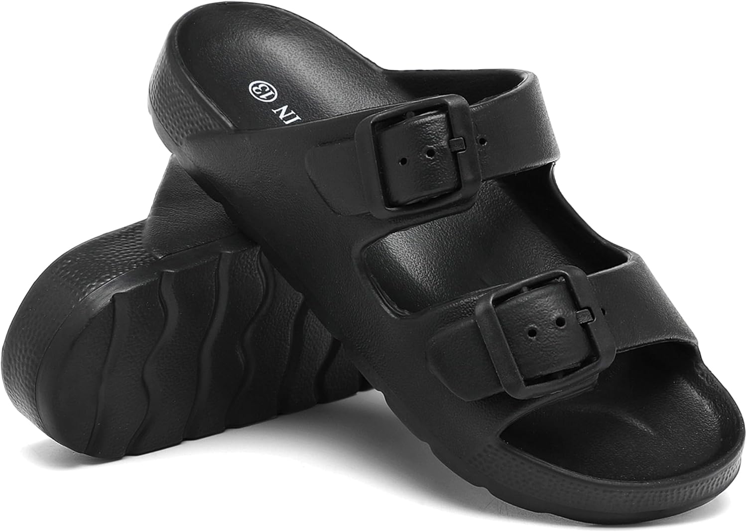 INMINPIN Boys Girls Double Buckle Slide Sandals Comfort Beach Pool Shower Slippers Adjustable Indoor Outdoor Little Kid/Big Kid