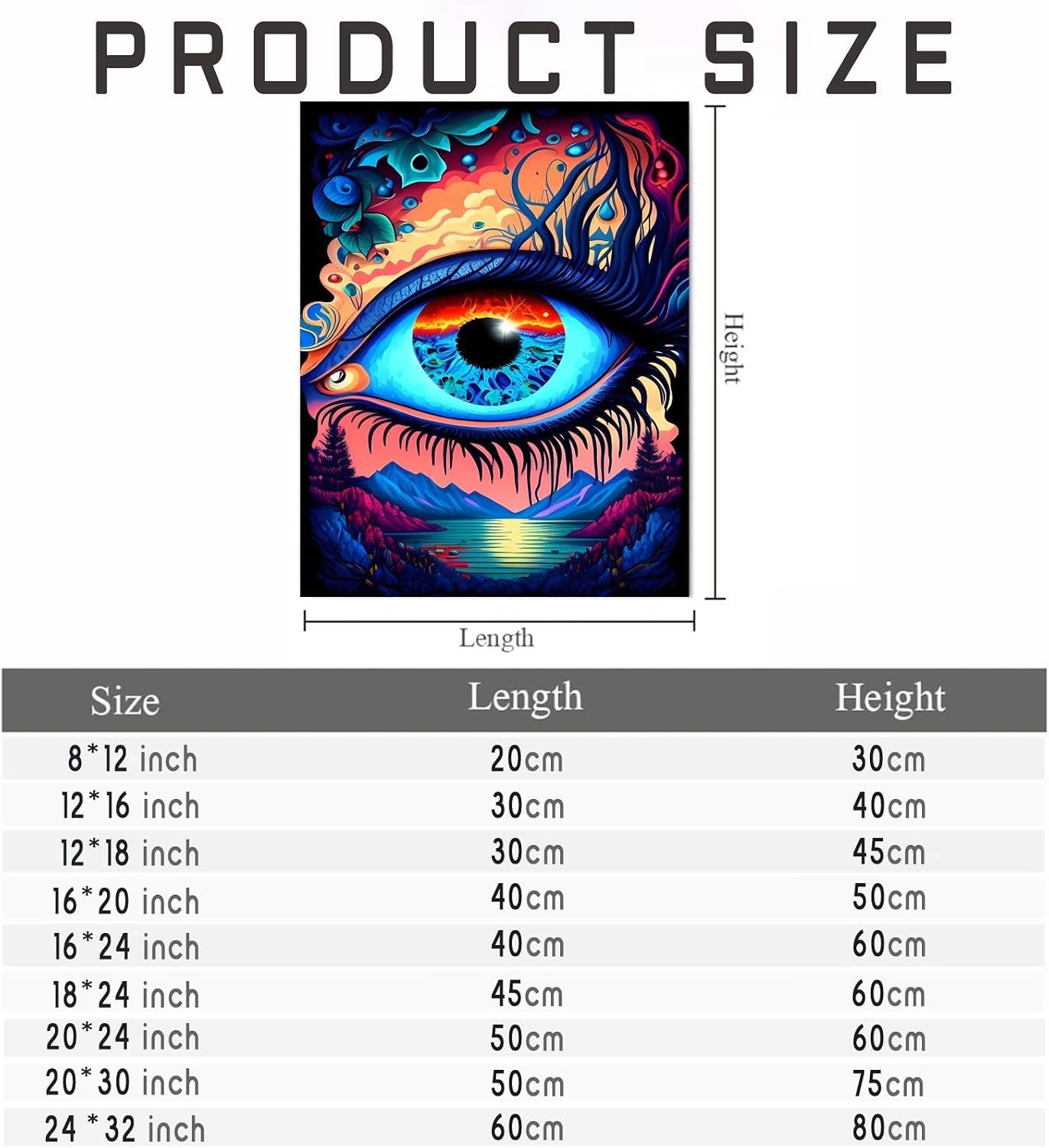 Worihut 5D Diamond Painting Kits for Adults, Eye DIY Full Round Diamond Painting Decorative for Office Home and Gifts for Family Friends Home Interior Decor 16x24 Inch