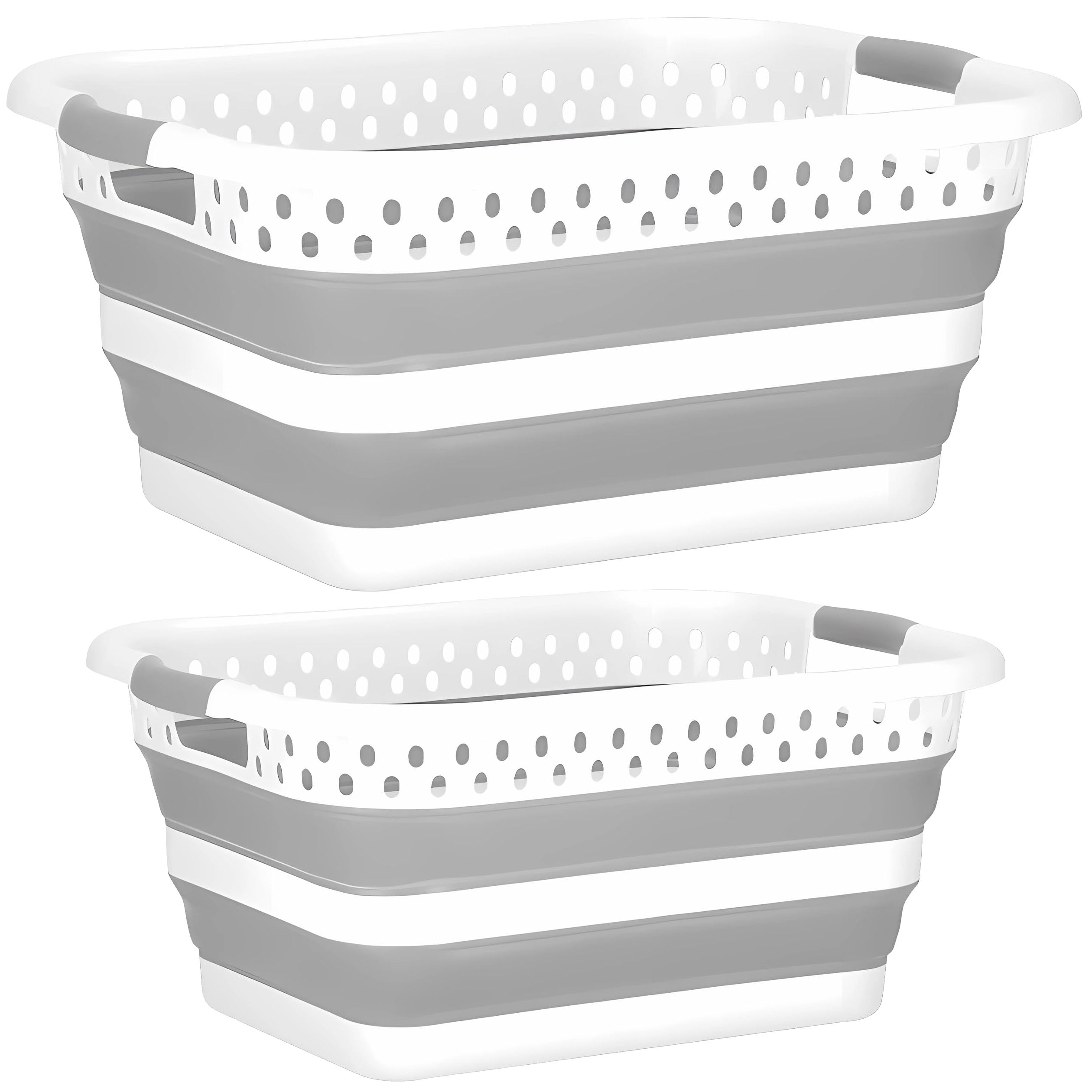 Platzsparende Wäschekörbe – 2er Set faltbare Wäschebox 24L & 36L, großer Wäschekorb klappbar, ideal für Haushalt & Camping, Laundry Basket faltbar für Kleidung & Wäschekorb groß