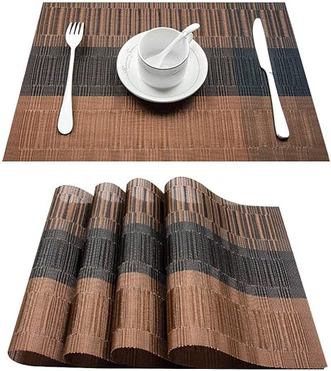 Amazon Topfinel ランチョンマット おしゃれ 北欧 木目 撥水 防汚 断熱 滑り止め お手入れ簡単 Pvc家庭 レストラン用 ブラウン ブラック 6枚 ランチョンマット オンライン通販