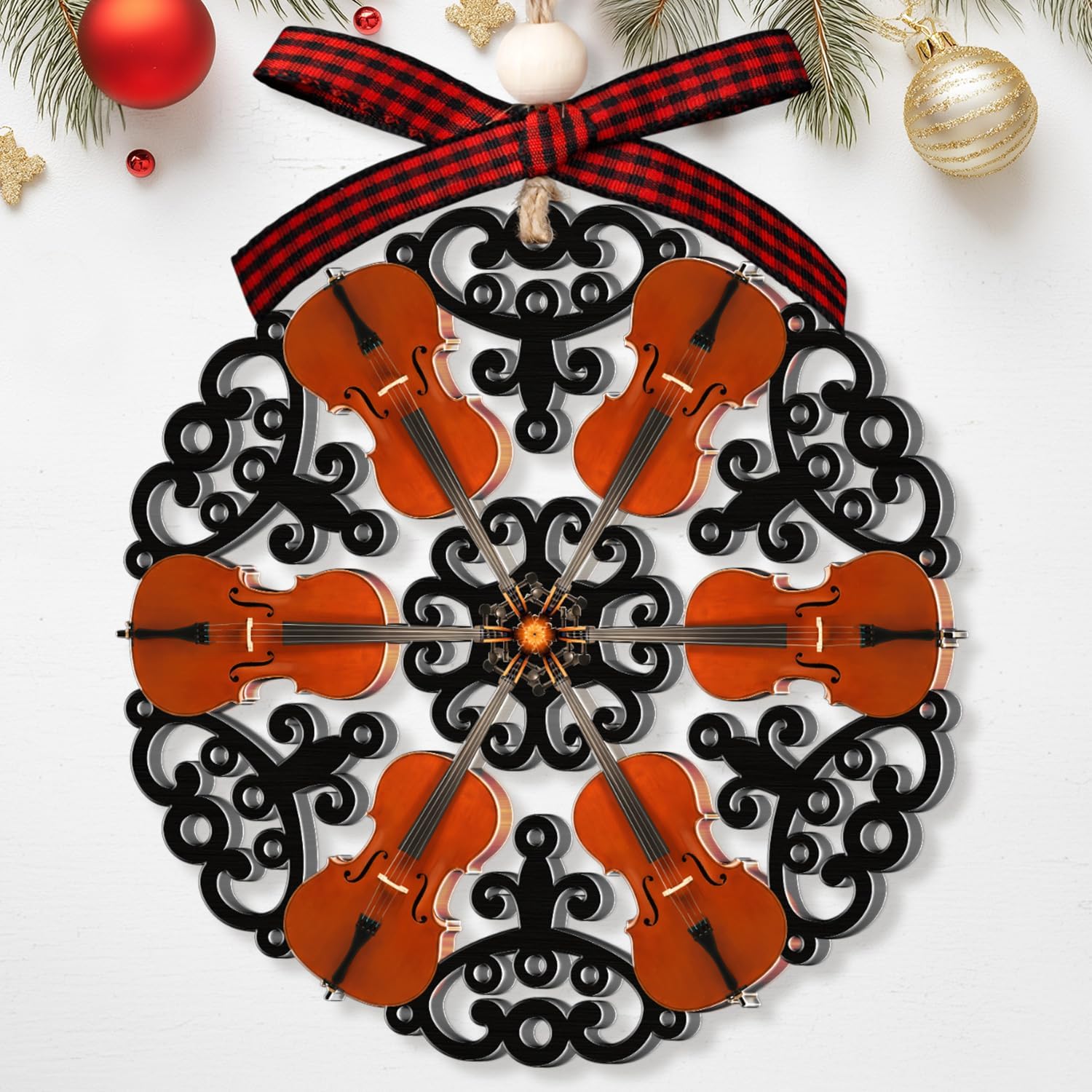 Cello Ornaments - Cello Christmas Ornament - Music Ornaments for Christmas Tree Decor - Music Gifts for Cellist Cello Lovers, Players, Teachers, Girls, Women - Acrylic Cello Ornament Xmas 2025 image 4