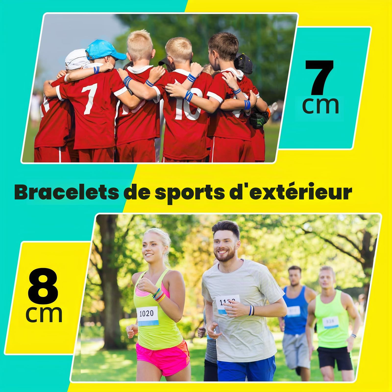 100 pièces Bracelets en silicone pour Adultes, 8 inch Bracelets en caoutchouc élastique pour le sport Cadeaux en vrac les fournitures pour enseignants Décorations de fête Rouge