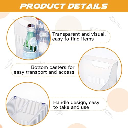 Miniatura 10 de Beeveer 4 cubos organizadores de congelador con ruedas, organizadores de plástico, altos y estrechos, organizadores de cocina, despensa,