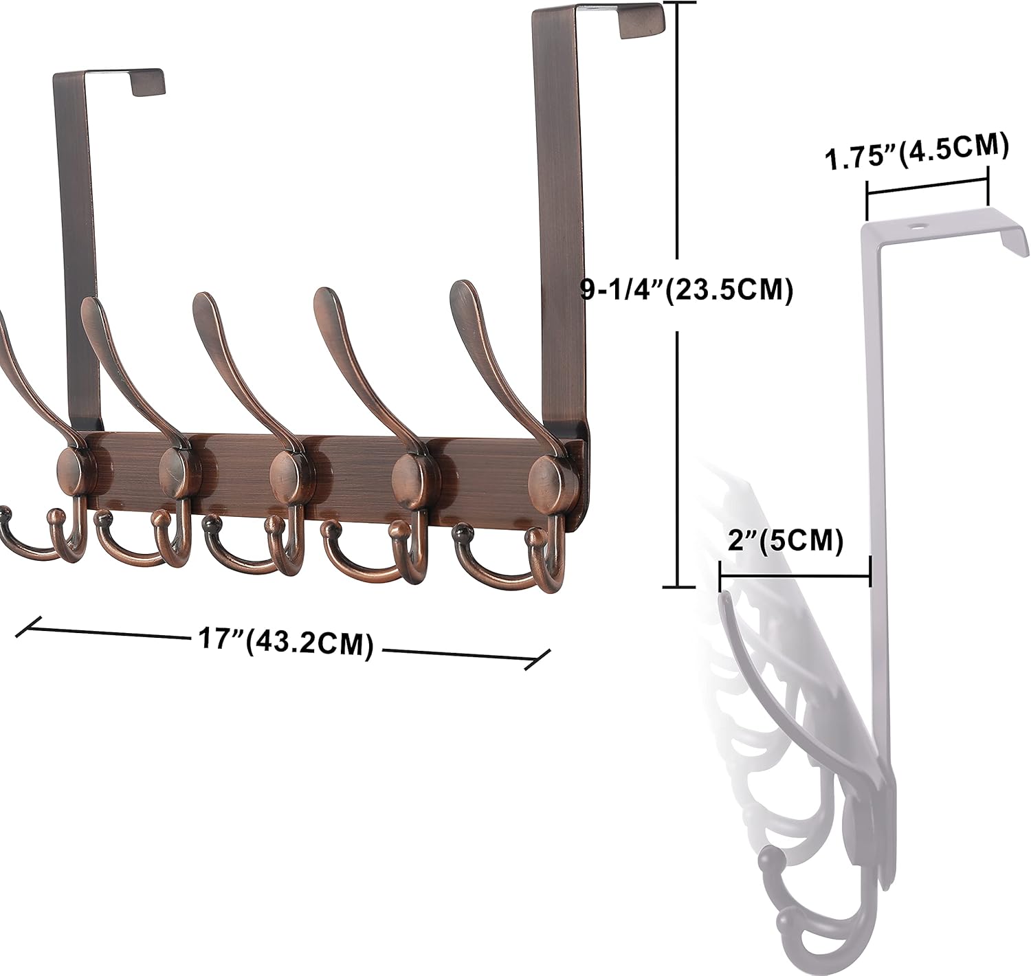 Dseap Over The Door Hook Hanger - Fits 35mm to 45mm Doors, Copper, Standard (1pcs) - Image 3