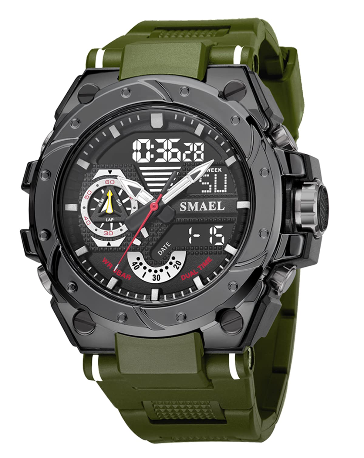 FANMIS Mens Analog Digital Sports Watch Large Face Outdoor Sports Waterproof Military Wrist Watches with Date Multifunction Tactics LED Army Stopwatch, Green, Digital (B09B27V8HM) Amazon Price History, Amazon Price Tracker