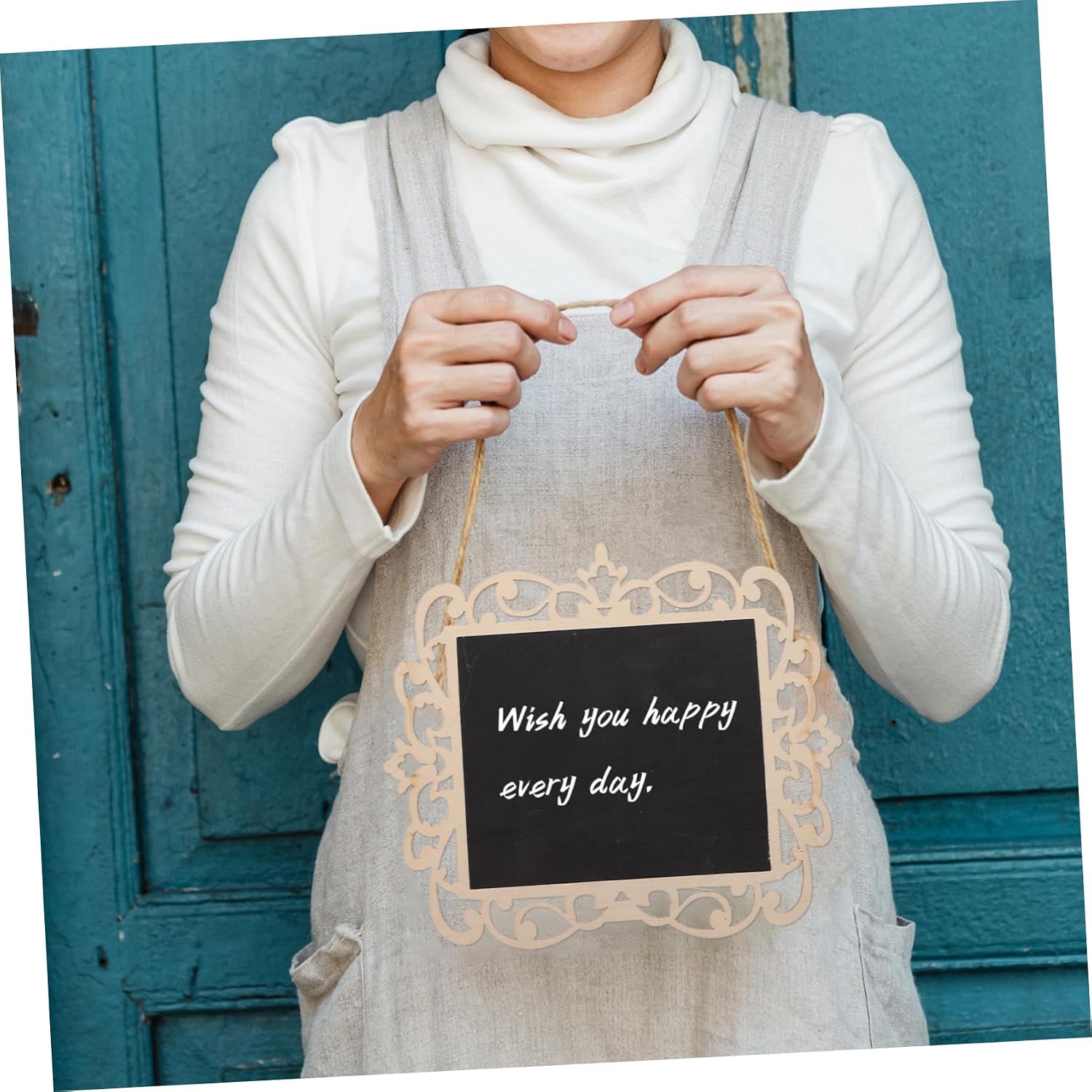 3pcs Wooden Hanging Chalkboards Jute Rope Decorative Message Board for Home Kitchen and Events Creative Shape for Notes