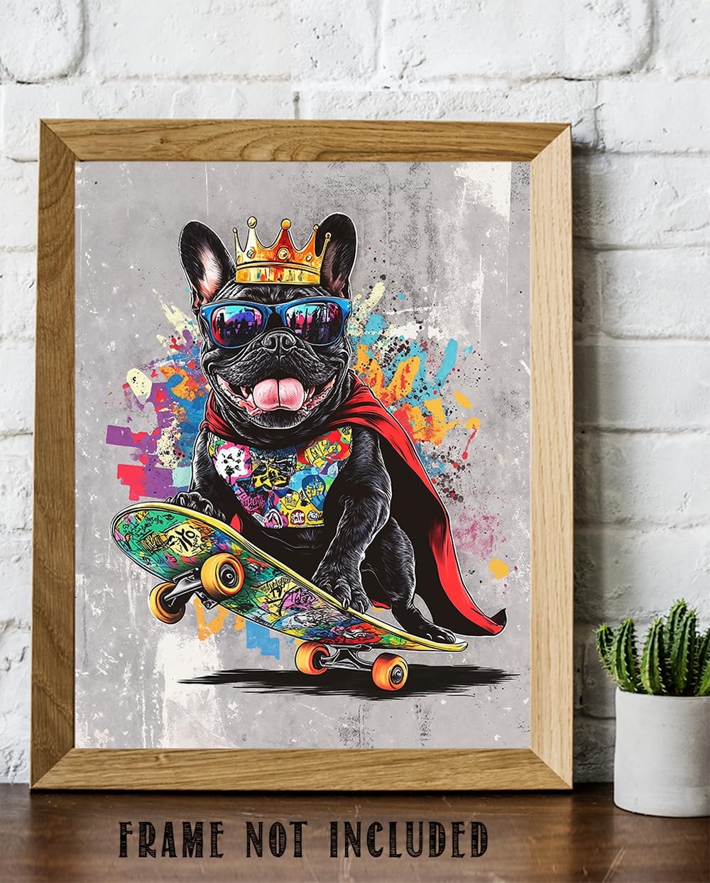 Amazon.com: Skateboard King - Crowned French Bulldog Riding a
