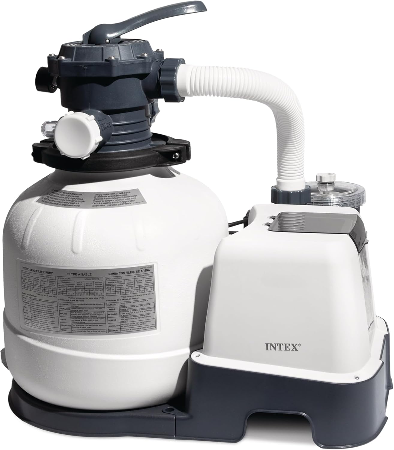INTEX 2,100 GPH Krystal Clear Sand Filter Pump and Saltwater Pool Chlorine System for Above Ground Pools, Pool Cleaner System with Automatic Timer
