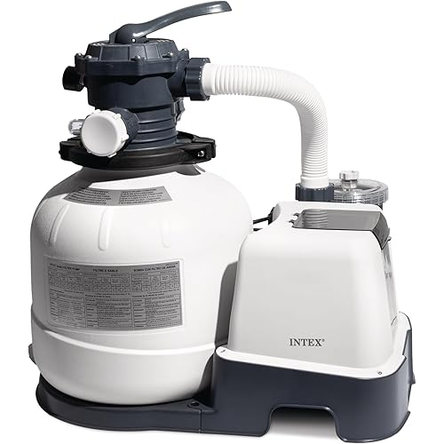 INTEX 2,100 GPH Krystal Clear Sand Filter Pump and Saltwater Pool Chlorine System for Above Ground Pools, Pool Cleaner System with Automatic Timer