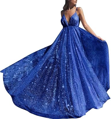 Sparkling Deep V-neck Prom Dresses 
