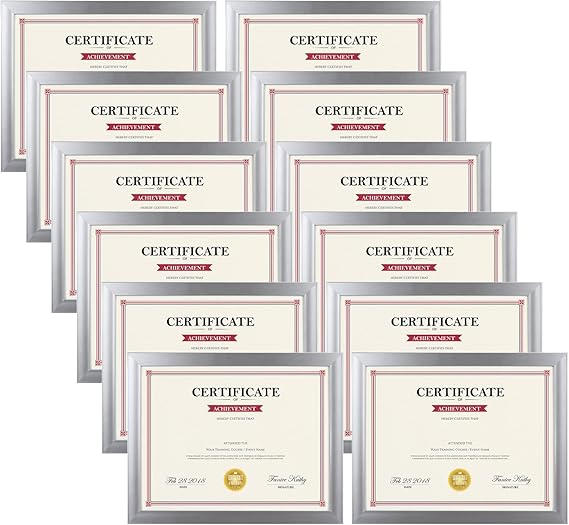 Giftgarden 8.5x11 Picture Frame Silver Set of 12, Multi Modern 8.5 x 11