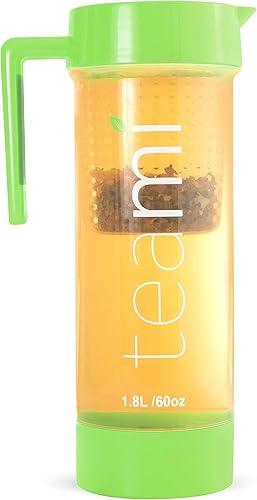 Miniatura 5 de Teami Jarra de té con tapa, jarra de colador infusor, perfecta para tés, jugos, limonada, fruta o sangría, 60 onzas (rosa)