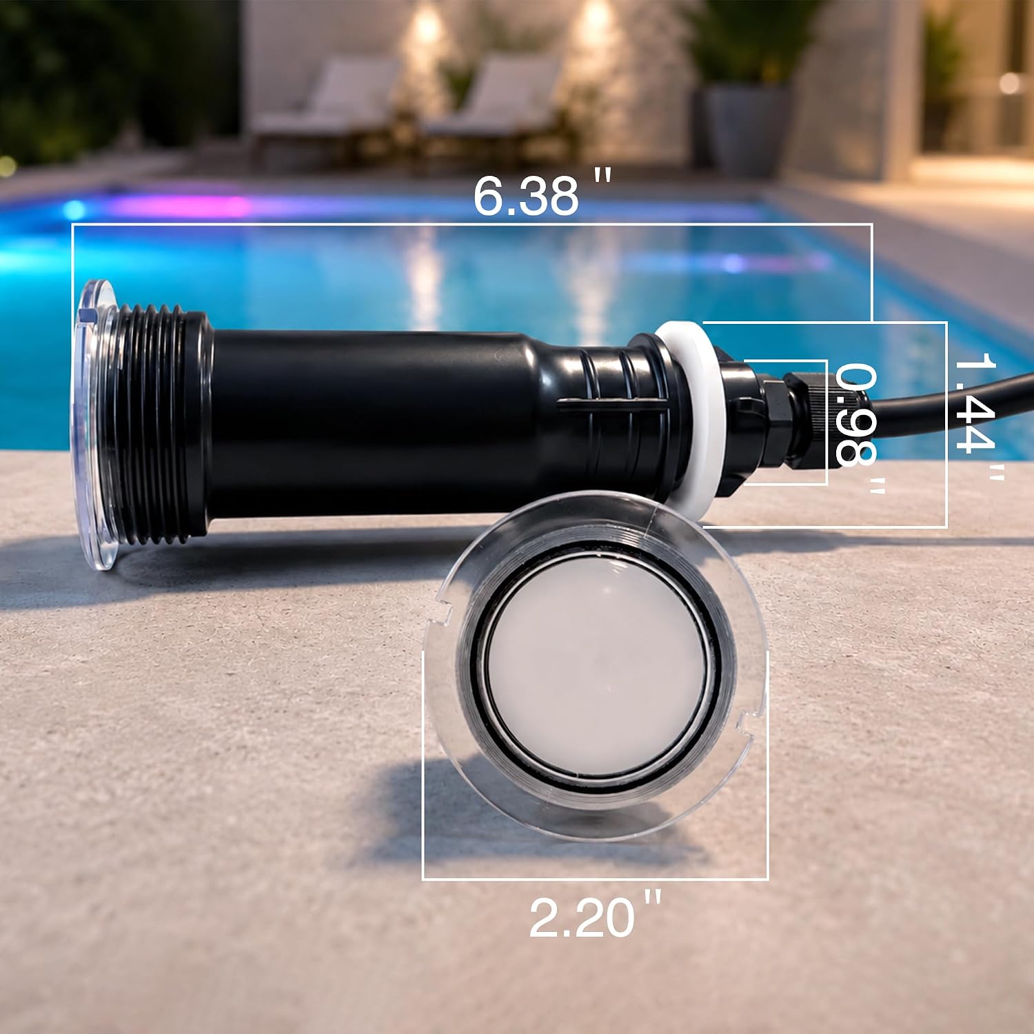 Pool Lights for Inground Pool, Direct Replacement for Jandy Nicheless Pool Light, 1.5 Inch LED Color Inground Pool & Spa Light, IP68 Waterproof, AC12V, 100 ft Cord