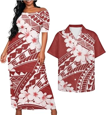 Samoa Couple Outfit Puletasi Samoa Dress Polynesian Shirts for Men Puletasi Samoan Traditional Dress Hawaiian