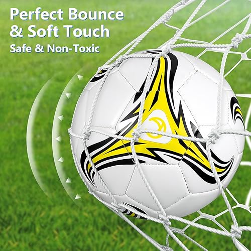 Vista 22 de Tradder Paquete de 4 pelotas de fútbol de Navidad a granel con bomba de tamaño 3, 4, 5, pelotas de fútbol desinfladas para deportes al aire libre