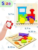 Vista 5 de Yetonamr Rompecabezas de madera para niños pequeños, juguetes de regalo para niños y niñas, 12 formas de vehículo, juguete Montessori, bloques